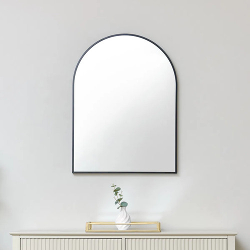 Black arched wall mirror - black,