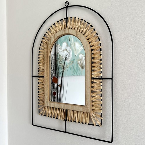 Arched rattan mirror - arched,