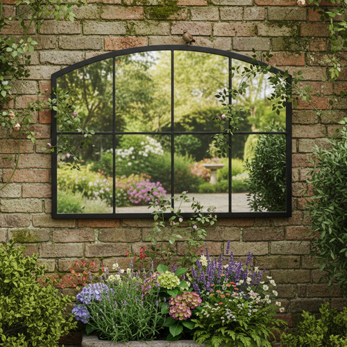 Black arched window - black, wall